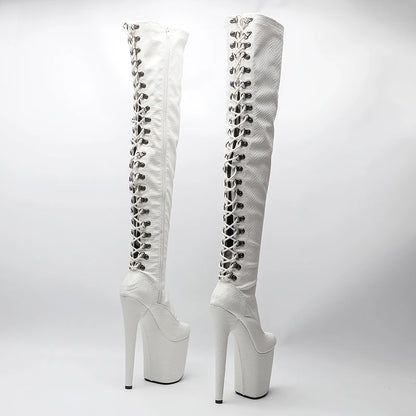 20CM/8inches  Women New Design  Extreme High Heel   Lap Dancing Stripper Shoes Platform Lace-up 5B