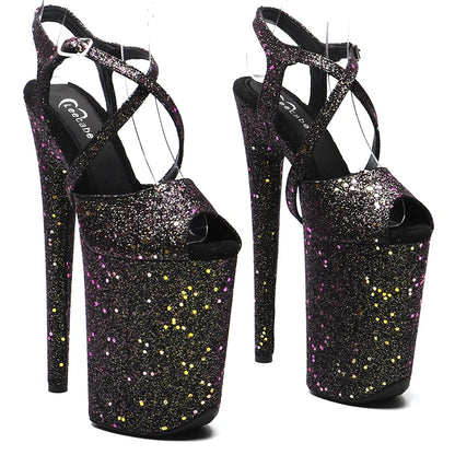23CM / 9inches  Glitter  fashion  Platform High Heels Sandals Pole Dance shoes