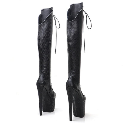 20CM/8inches new design super high heel  platform boots model nightclub  knee high boots 5B
