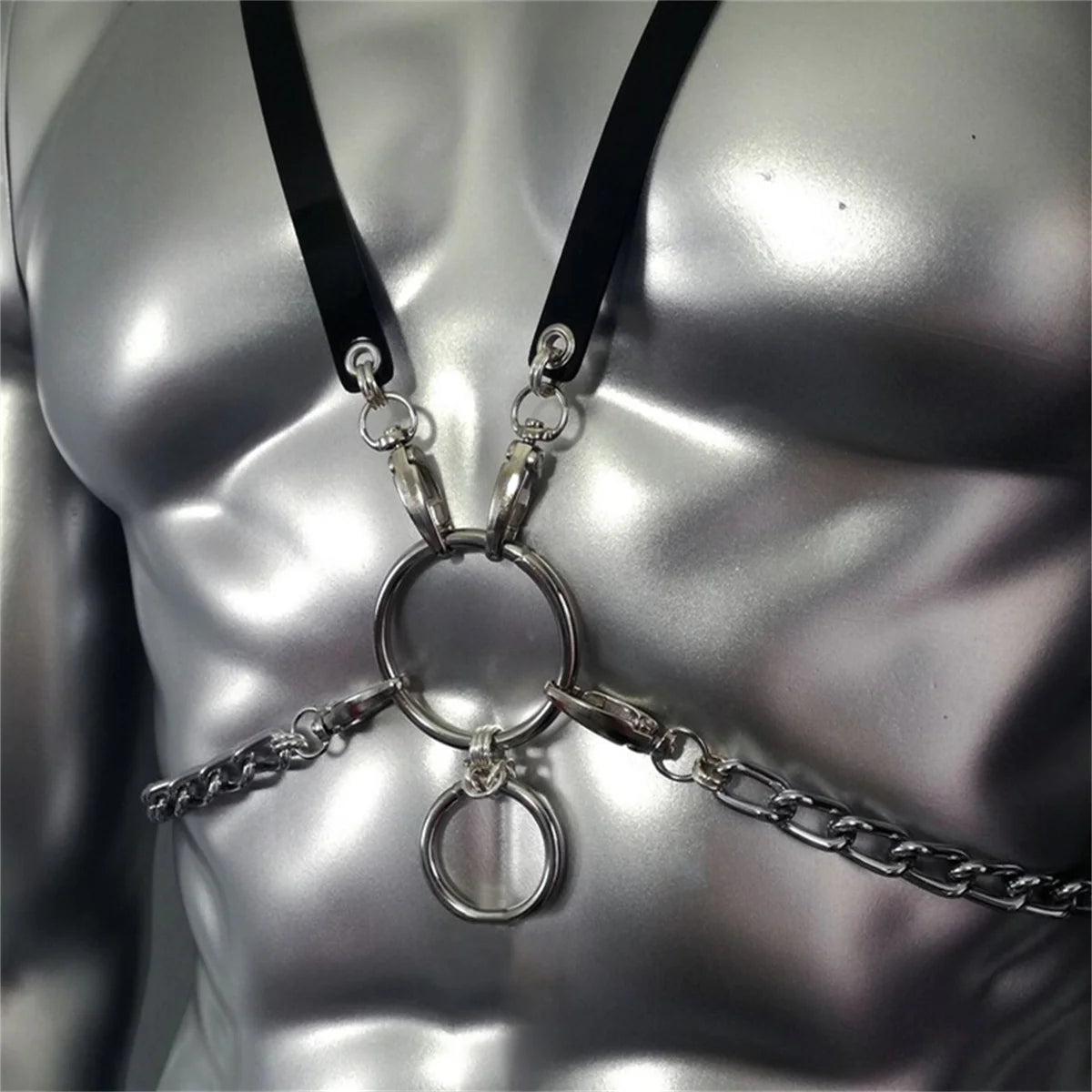 Gothic Body Harness Chain Men Fashion Metal Punk Leather Tops Chest Jewellery Accessories  Fashion Party Nightclub Straps