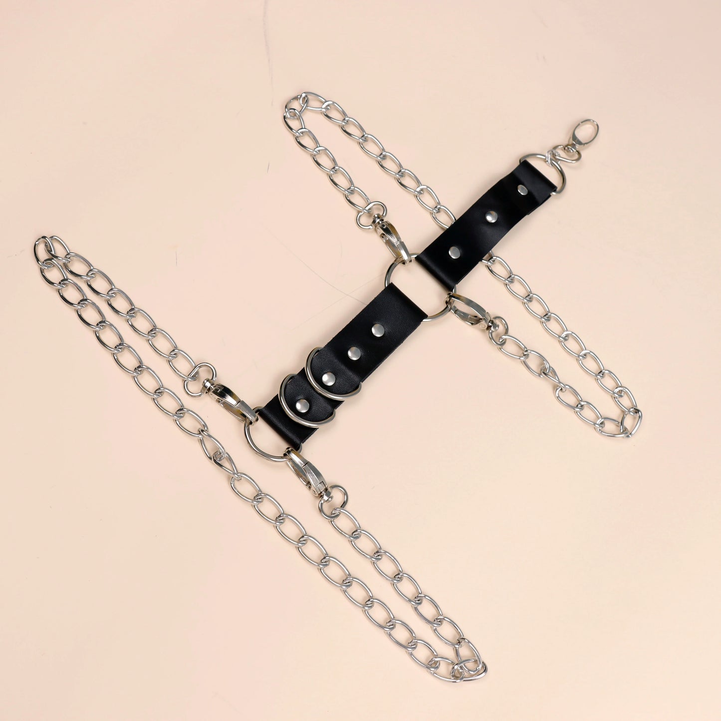 Sexy Punk Chain Leather Belt Gothic  Harness Black Hip Hop Leg Strap Uni PU Leather Rivet Belt Leg Ring Gay Harness Accessory