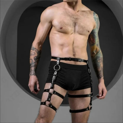 Leg Belt Men Harness Belts Gay Body  Lingerie Gay Clothing for Gay  Rave PU Leather  Club Lingerie for Gay Men