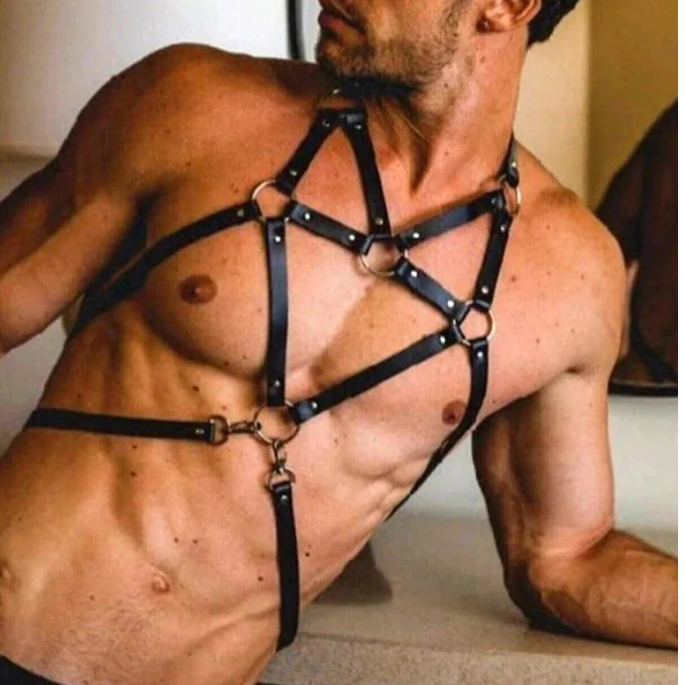 Bdms Exotic Body Leather Harness Male  Lingerie Chest Straps Adjustable Buckle For y Mens Harness For   Rave