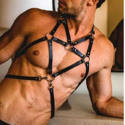 Bdms Exotic Body Leather Harness Male  Lingerie Chest Straps Adjustable Buckle For y Mens Harness For   Rave