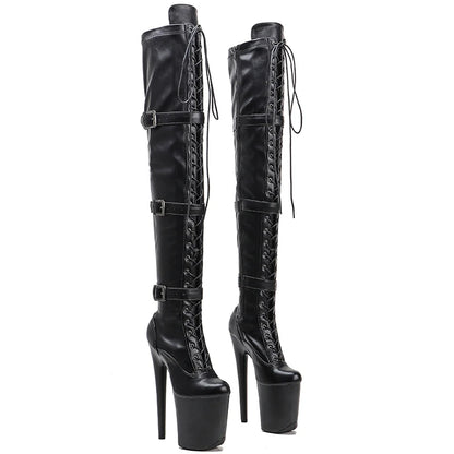 20CM/8Inch matte Upper Women New Design  Extreme High Heel   Lap Dancing Stripper Shoes  thigh high boots 5K