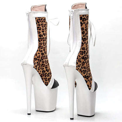 20CM/8Inch color matching  Plus Size Pole Dancing Lace Up  Boots Thin Heels y  Women Shoe  platform boot 4K