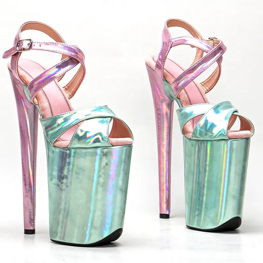 23CM/9inches PU upper Two color Mix Platform y  High Heels Sandals Pole Dance shoes