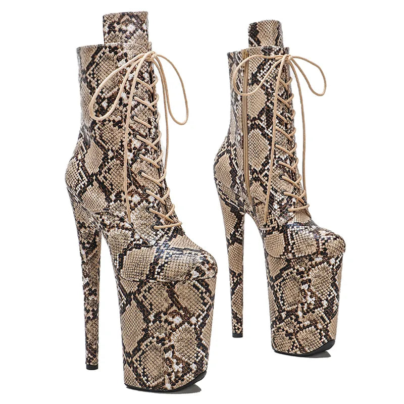 23CM/9inches Snake Upper Pole Dance Shoes High Heels Platform Ankle Boot Pole Dance Boot
