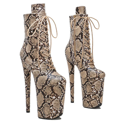 23CM/9inches Snake Upper Pole Dance Shoes High Heels Platform Ankle Boot Pole Dance Boot