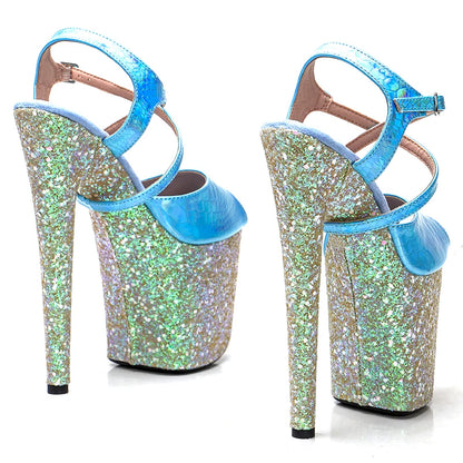 8Inch/20cm PU upper  glitter Platform party High Heels sandals Shoes Pole Dancing Shoes