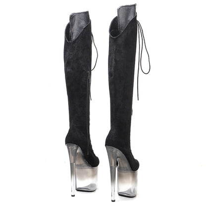 20CM/8inches  suede Pole dance shoes High Heel platform Boots closed toe Pole Dance boot