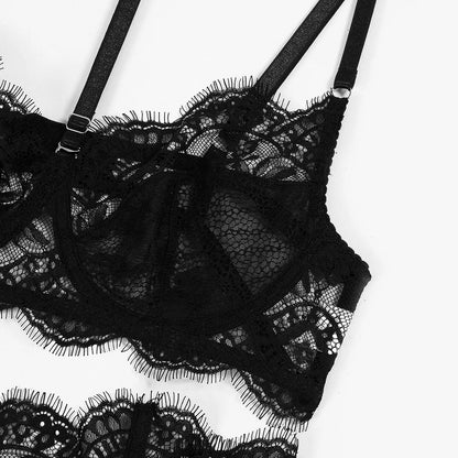 Lencería brasileña ys, traje de sujetador sin costuras de encaje transparente, ropa interior Push Up, traje atractivo íntimo 