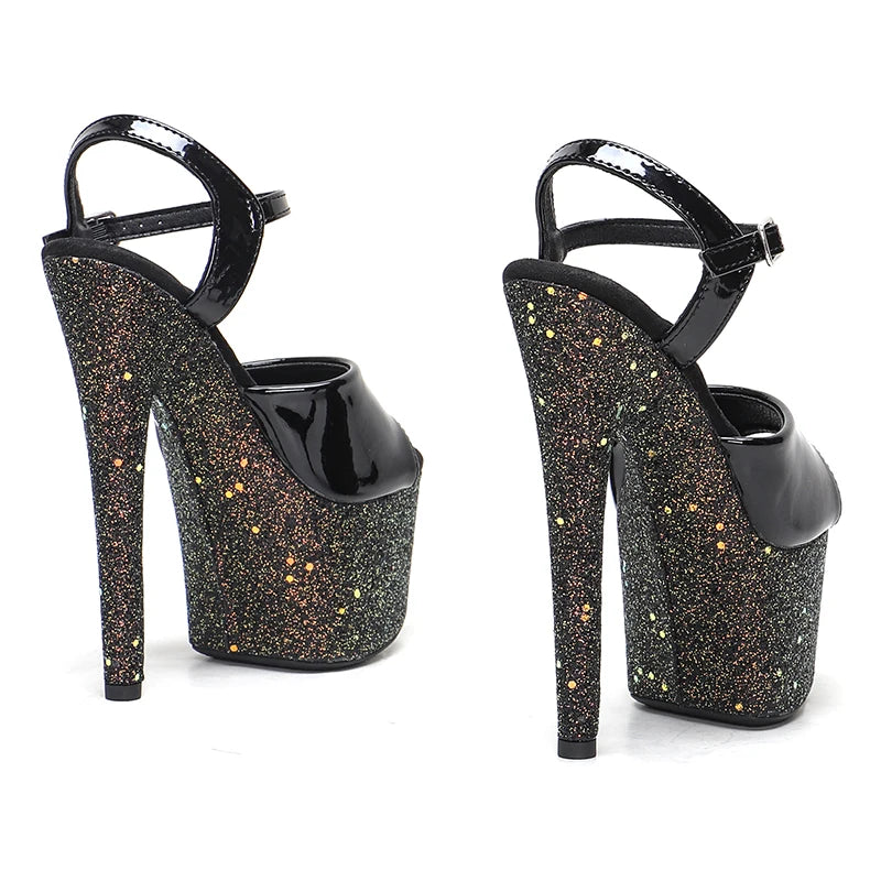 17cm/7inches  Patent PU upper  glitter platform style high heel sandals y model shoes pole dance shoes