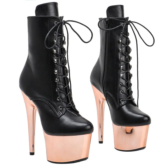 Matt PU 17CM/7inches Pole dancing shoes High Heel platform Boots Pole Dance boot