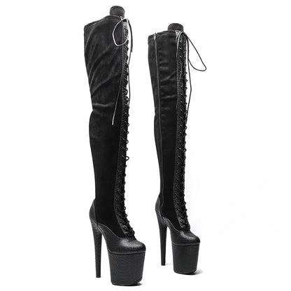 20CM/8inches Women New Design y Extreme High Heel   Lap Dancing Stripper Shoes Platform Lace-up  5B