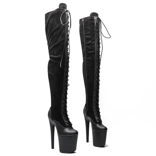 20CM/8inches Women New Design y Extreme High Heel   Lap Dancing Stripper Shoes Platform Lace-up  5B