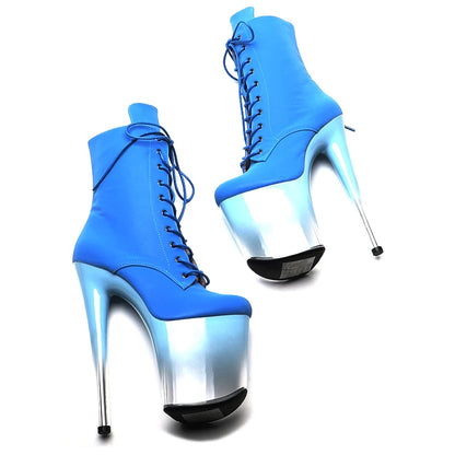20CM/8inches Night Light upper Transparent gradient color Platform  High Heel platform Pole Dance boot