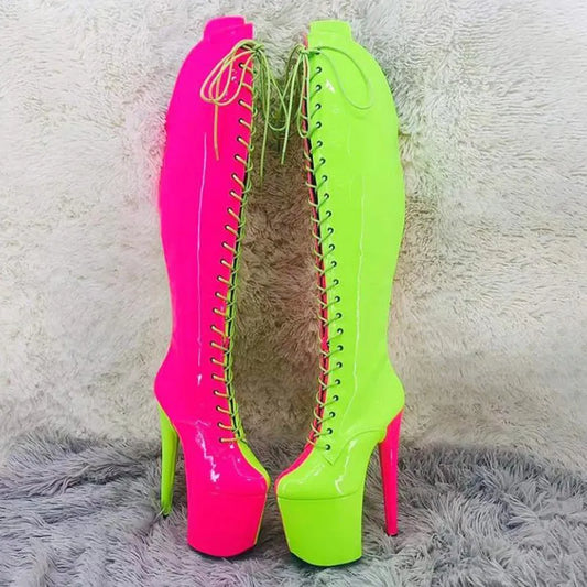 20CM/8inches Two color  patent upper  fashion  lady High Heel platform  Pole Dance boots