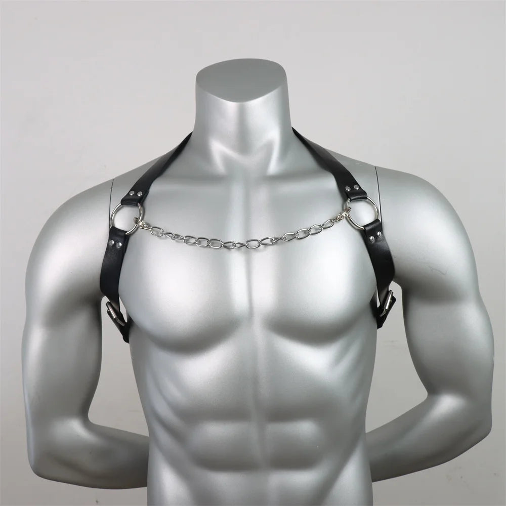 Men Harness Belts  Gay Clothing for  Rave ual PULeather Chest Adjustable  Gay Body  Cage Harness Lingerie