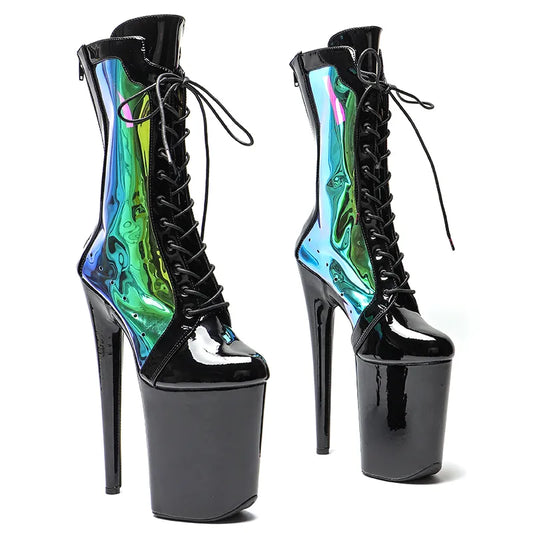 23CM/9inches  Extreme High Heels Platform Boots Lace Up y Pole Dancing Ankle Boots women boot 4B