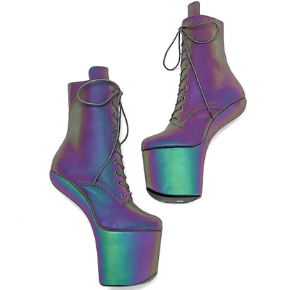 PU upper Reflective material Heelles Style y Exotic Pole Dance Stripper young trend fashion color matching shoes