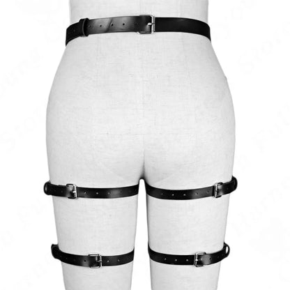 gothic Leather Garter Belt Stocking Suspenders Straps Body  Lingerie Women Leg Harness Belts Garter Belt Female