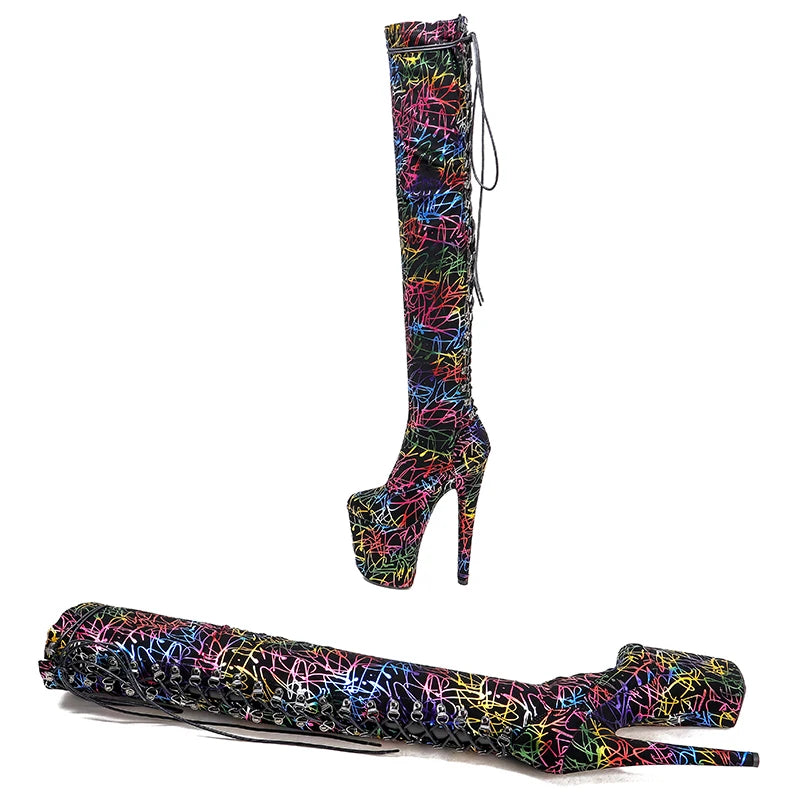 20CM/8inches Pole dancing shoes High Heel platform Boots closed toe Pole Dance boots