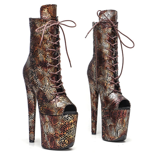20CM/8inches Suede  upper  High Heel platform Boots open toe  Pole Dancing boot
