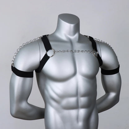 Male Chain Harness Adult Chest  Chain Black Elastic  Lingerie Belt ual Clothing  Clubwear Cosplay  Toy