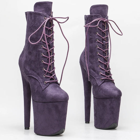 Purple Suede 20CM/8Inch Women's Platform disco party High Heels Shoes Pole Dance boot