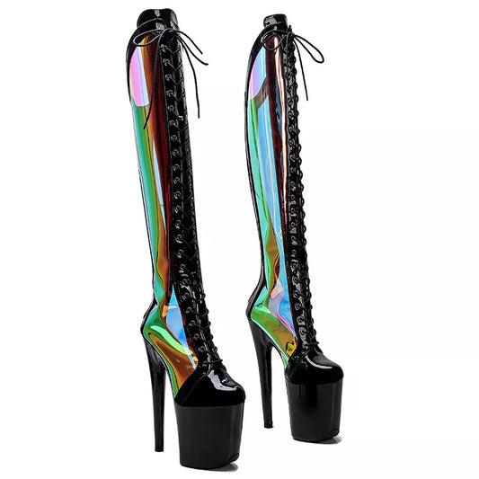 20CM/8inches TPU with patent Pole dancing shoes High Heel platform Pole Dance boot