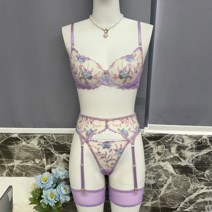 Ellolace Fairy Lingerie Sexy Onlyfans Kit Delicate Underwear Transparent Bra Sissy Erotic Outfits Fancy Lace Underwear 5-Piece