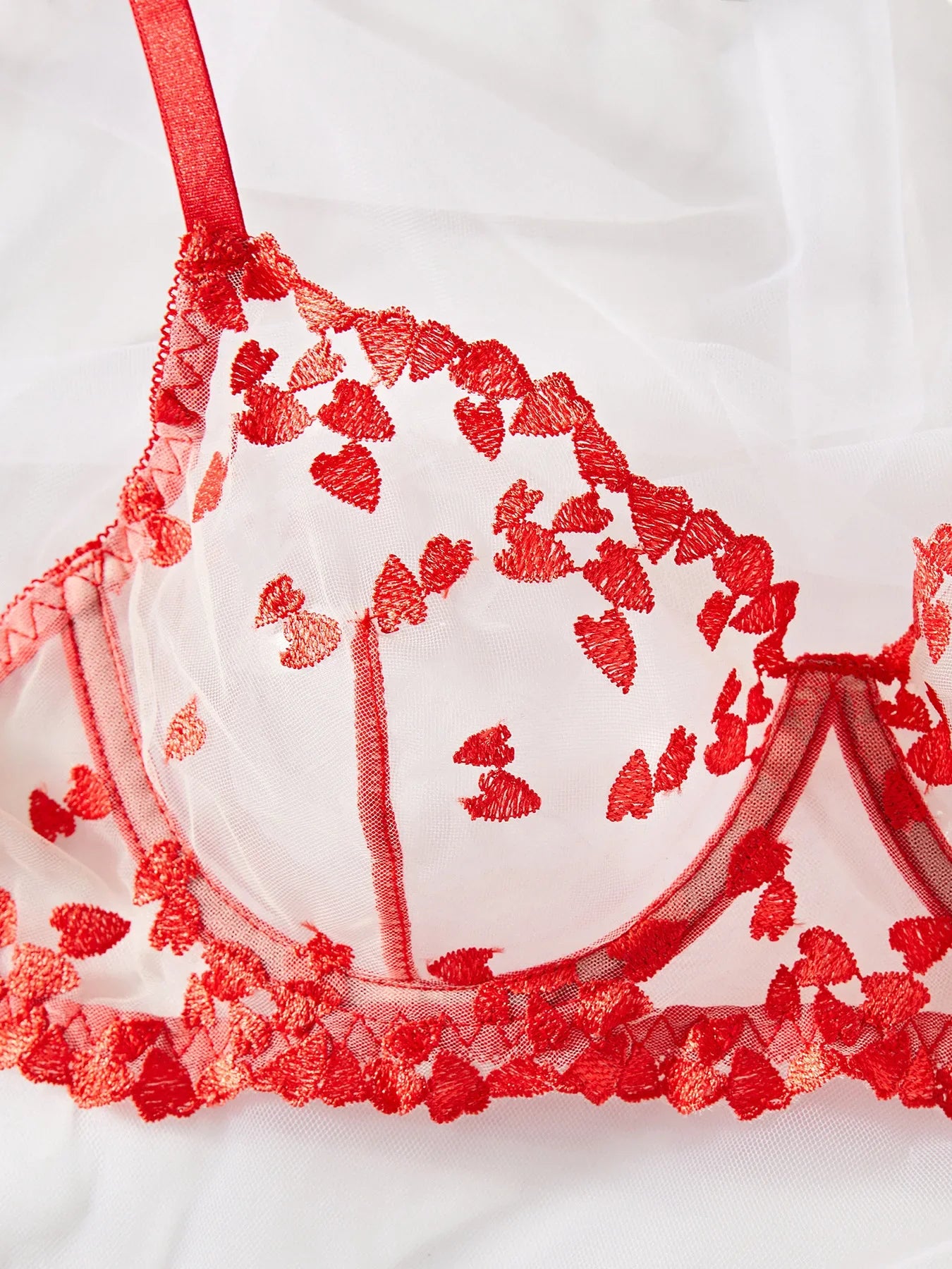 Ellolace Lingerie Women's Underwear Sexy And Hot Heart Embroidery Transparent Bra Attractive Chest Sensual Costumes Uncensored
