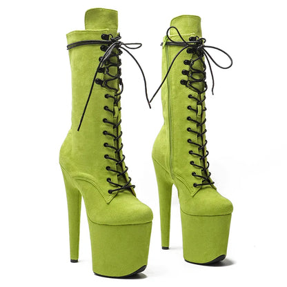 20CM/8Inch suede upper  disco party High Heels Shoes Pole Dance boot Women's Platform boots 4B