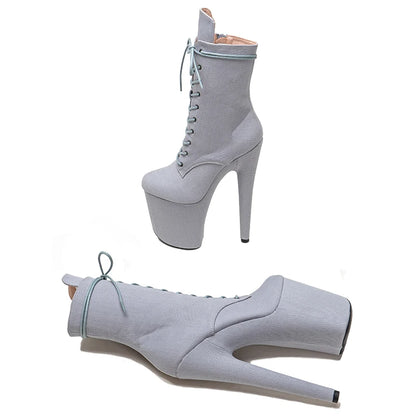 20CM/8inches denim Upper Pole dancing shoes High Heel platform Pole Dance boot