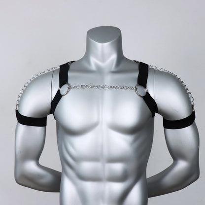 Male Chain Harness Adult Chest  Chain Black Elastic  Lingerie Belt ual Clothing  Clubwear Cosplay  Toy