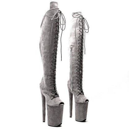 23CM/9inches suede Upper  fashion  lady High Heel  Pole Dance boots platform shoes  womens boots  knee high boots 5B
