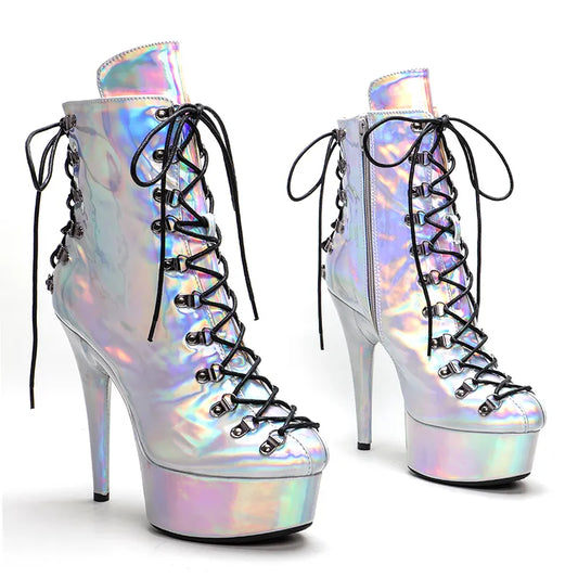 Silver holo Upper  15CM/6Inch Women's Platform party High Heels Shoes Pole Dance shoes