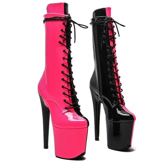 20CM/8Inch color matching  boots heel platform  ankle y  boots model nightclub super high heel   4BY