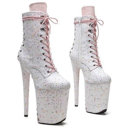 23CM/9inches Glitter PU upper y boots  High Heels Platform Pole Dance shoes