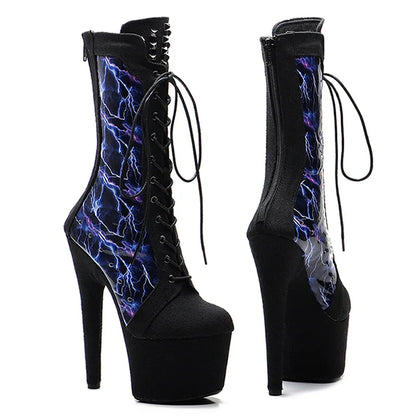 17CM/7inches   PU  upper Pole dancing shoes High Heel platform Pole Dance boot