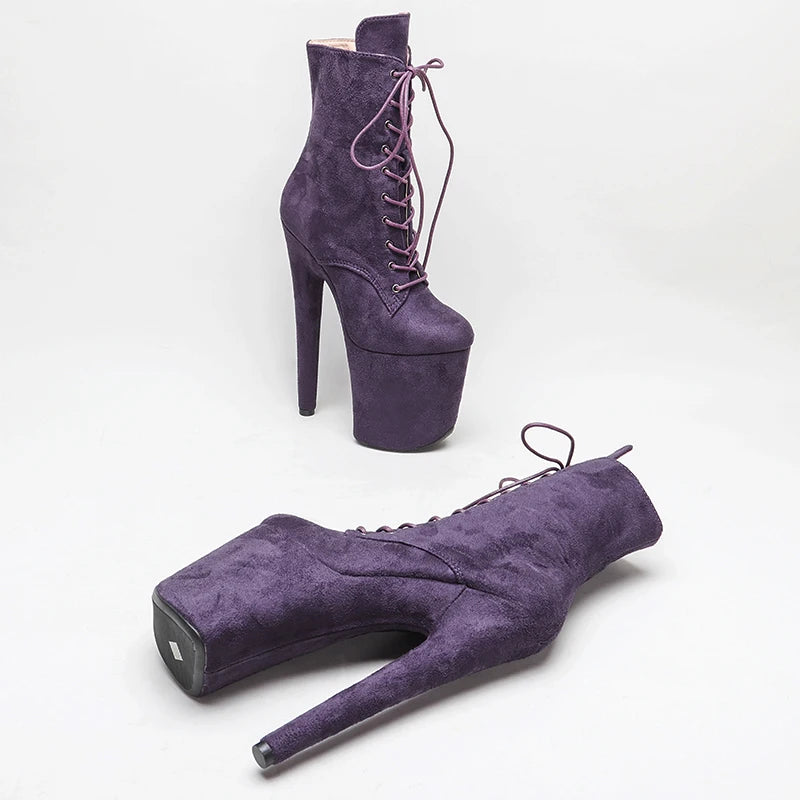 Purple Suede 20CM/8Inch Women's Platform disco party High Heels Shoes Pole Dance boot