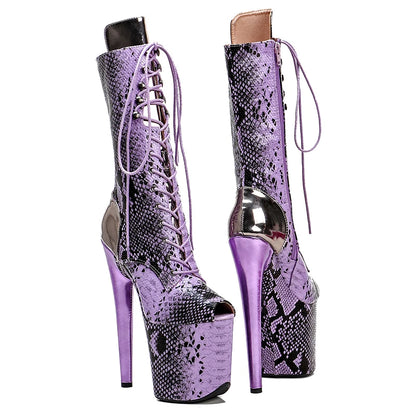 20CM/8Inch Snake  upper  lady fashion  boots   for  party  Platform  High Heels Pole Dance boot