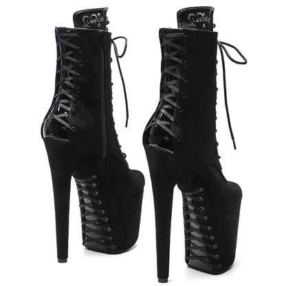 20CM/8inches  Suede upper with patent PU   Nightclub  Stiletto Pumps High Heels Women's Party Shoes
