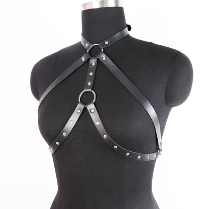 Goth Bra  Lingerie For Woman Leather Body Harness Belt  Chest   Corset With Chain Festival Outfits Women
