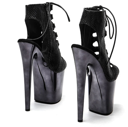 20cm/8inches Snake Upper small open toe  Fashion  High Heel platform   Pole Dancing boot