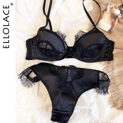 Ellolace Casual Lingerie Sexy Lace See Through Attractive Chest 2 Piece Set Outfit Intimate Woman Extreme Fantasy Underwear