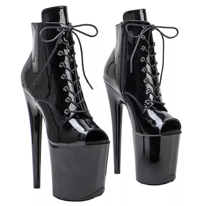 20cm/8inches Patent upper Fashion High Heel platform   Pole Dancing boots