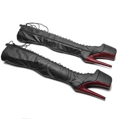 20CM/8inches  Women New Design  Extreme High Heel   Lap Dancing Stripper Shoes Platform Lace-up 5B