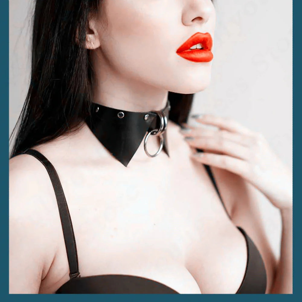 Goth Harajuku Leather Collar Bow Tie Necklace y Harness Woman  Lead Rope Choke Slave Adjustable Jewelry Accessories
